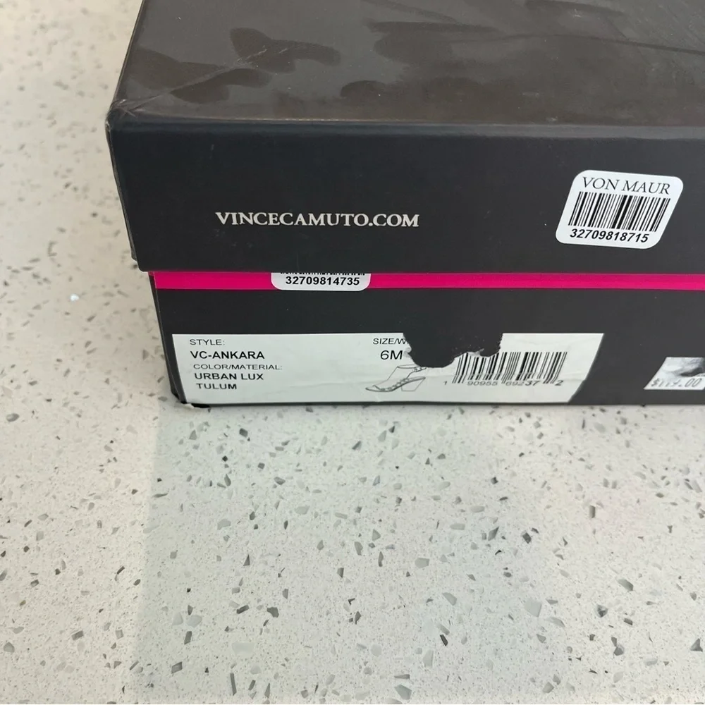 Vince Camuto Size 6 Ankara Stack Open Toed Booties Leather Sandals